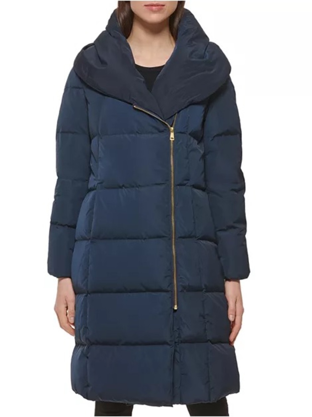 Cole Haan Taffeta Down Zip Front Coat